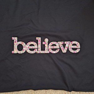 BELIEVE Shabby Chic BLING RHINESTONE AND PEARL plaque